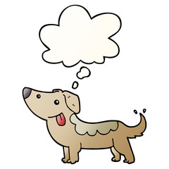 cartoon dog and thought bubble in smooth gradient style