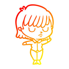 warm gradient line drawing cartoon woman