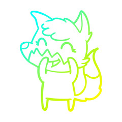 cold gradient line drawing happy cartoon fox