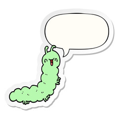 cartoon caterpillar and speech bubble sticker