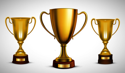 Golden Trophy with text space, Vector Illustration