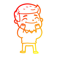 warm gradient line drawing happy cartoon man