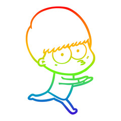 rainbow gradient line drawing nervous cartoon boy