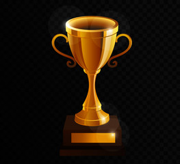 Golden Trophy with text space, Vector Illustration