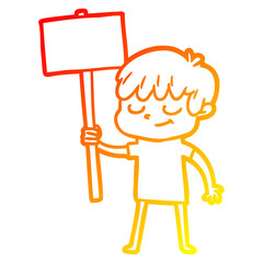 warm gradient line drawing cartoon happy boy