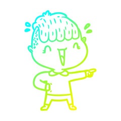 cold gradient line drawing cartoon happy boy surprised