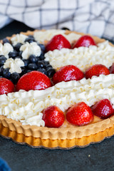 Patriotic American Flag Themed Fruit Tart Dessert