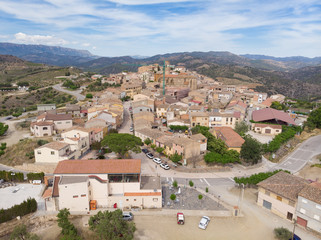 Fototapeta premium View of Gratallops - the center of winemaking of Priorat, Catalonia, Spain. Drone aerial photo
