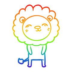 rainbow gradient line drawing cartoon lion