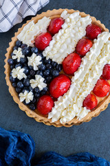 Patriotic American Flag Themed Fruit Tart Dessert