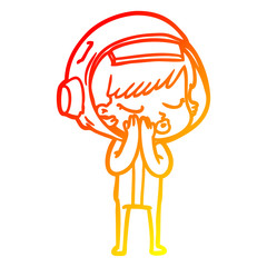 warm gradient line drawing cartoon pretty astronaut girl