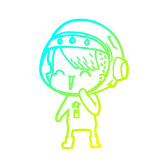 cold gradient line drawing happy cartoon space girl