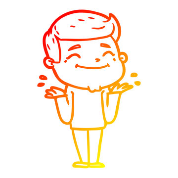 recommend clip art: warm gradient line drawing happy cartoon man shrugging