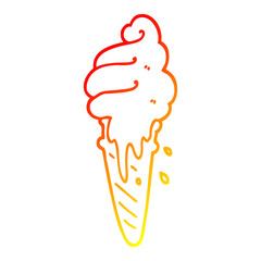 warm gradient line drawing cartoon ice cream cone