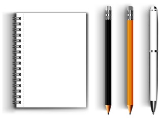 Vector illustration of pencil and pen icons