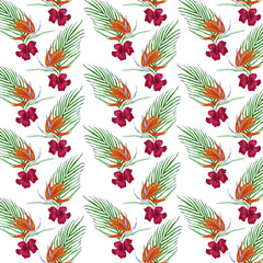 Pattern background of tropical flowers for decoration and printing.