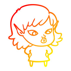 warm gradient line drawing pretty cartoon elf girl