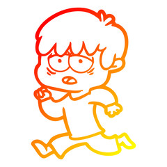 Obraz premium warm gradient line drawing cartoon exhausted boy