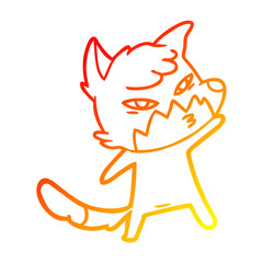 warm gradient line drawing clever cartoon fox