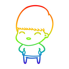 rainbow gradient line drawing happy cartoon boy