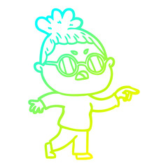 cold gradient line drawing cartoon annoyed woman