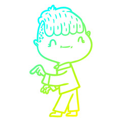 cold gradient line drawing cartoon friendly boy