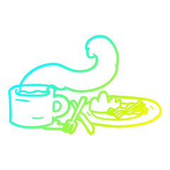 cold gradient line drawing breakfast of coffee and bacon