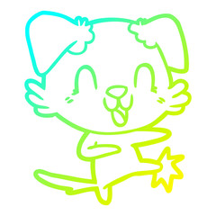 cold gradient line drawing laughing cartoon dog