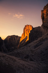 Croda dei Cirmei 2900m while sunset (Italy)