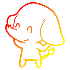 warm gradient line drawing cute cartoon elephant