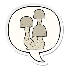 cartoon mushroom and speech bubble sticker