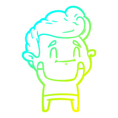 cold gradient line drawing happy cartoon man