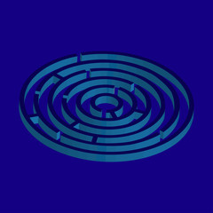 Isometric maze, labyrinth solution concept vector illustration.