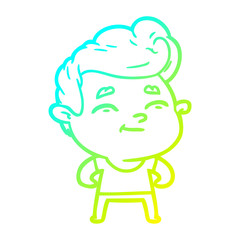 cold gradient line drawing happy cartoon man