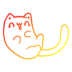 warm gradient line drawing cartoon cat