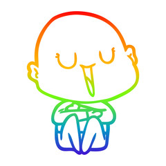 rainbow gradient line drawing happy cartoon bald man
