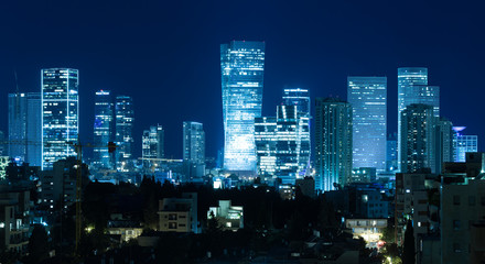 Fototapeta na wymiar Tel Aviv Panorama At Night, Tel Aviv Skyline at Night, Israel