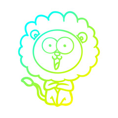 cold gradient line drawing happy cartoon lion