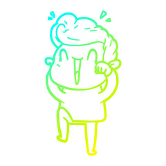 cold gradient line drawing cartoon excited man