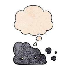 cute cartoon cloud and thought bubble in grunge texture pattern style