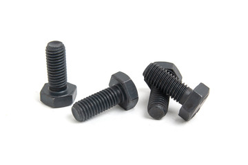 black steel bolt on white background