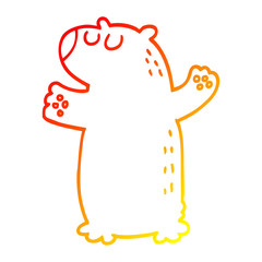 warm gradient line drawing cartoon bear standing