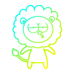 cold gradient line drawing cartoon bored lion
