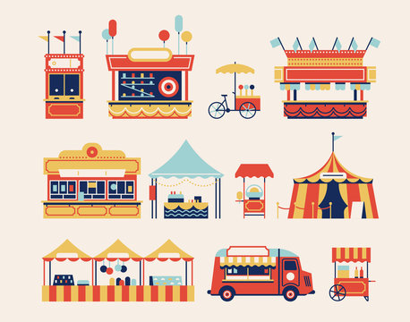 Amusement Park Kiosks Set