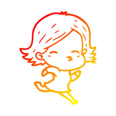 warm gradient line drawing cartoon woman