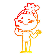 warm gradient line drawing cartoon woman