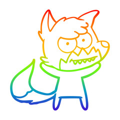 rainbow gradient line drawing cartoon grinning fox