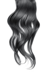 Black wavy hair isolated on white background