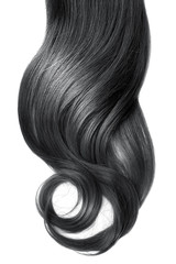Fototapeta premium Black wavy hair isolated on white background