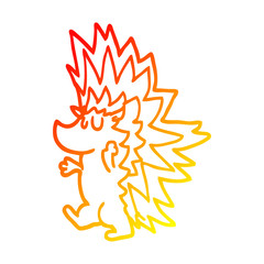 warm gradient line drawing cartoon spiky hedgehog